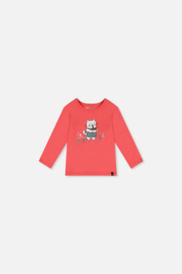 T-shirt manches longues rose corail en coton biologique pour bébé
