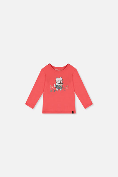 T-shirt manches longues rose corail en coton biologique pour bébé