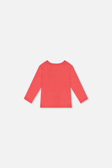 T-shirt manches longues rose corail en coton biologique pour bébé