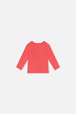 T-shirt manches longues rose corail en coton biologique pour bébé