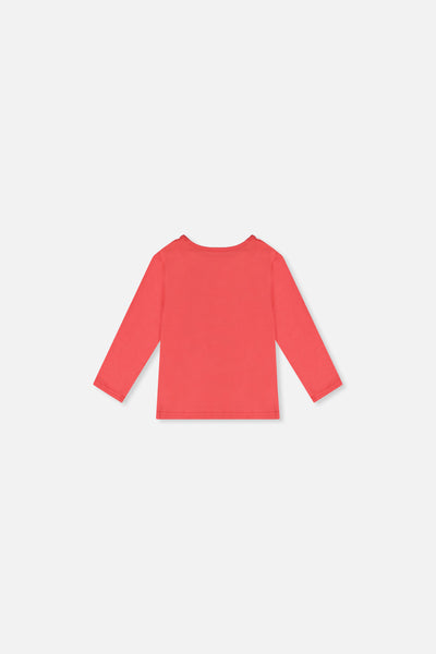 T-shirt manches longues rose corail en coton biologique pour bébé