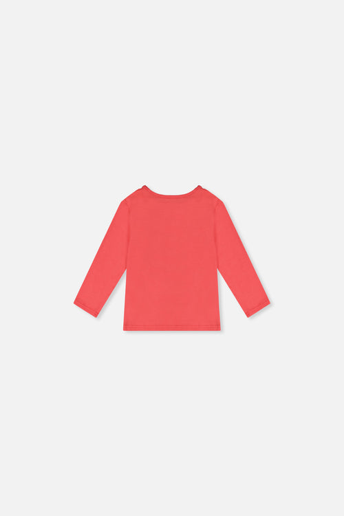 T-shirt manches longues rose corail en coton biologique pour bébé