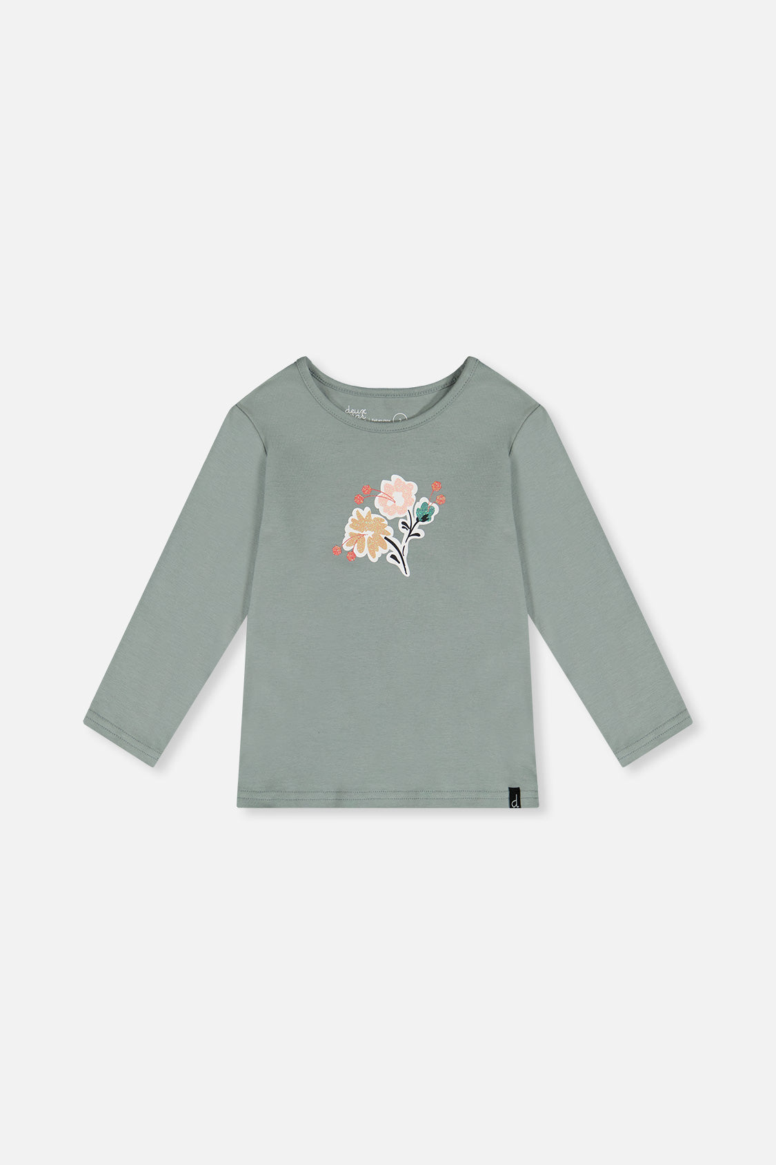 Langärmeliges T-Shirt aus Bio-Baumwolle in Salbeigrün