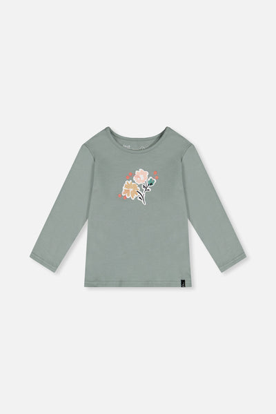 Langärmeliges T-Shirt aus Bio-Baumwolle in Salbeigrün