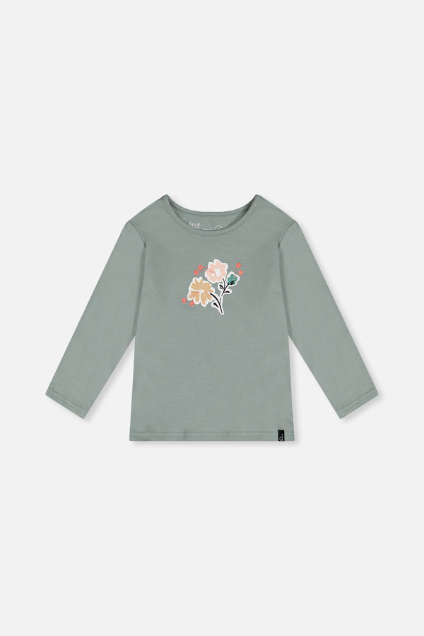 Langärmeliges T-Shirt aus Bio-Baumwolle in Salbeigrün