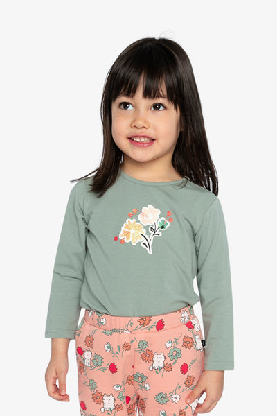 Langärmeliges T-Shirt aus Bio-Baumwolle in Salbeigrün