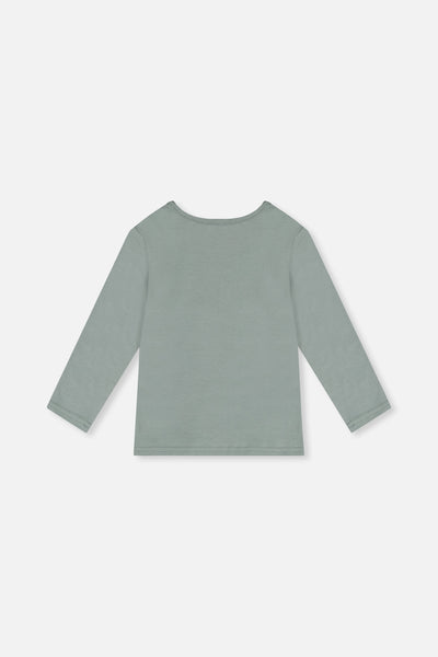 Langärmeliges T-Shirt aus Bio-Baumwolle in Salbeigrün