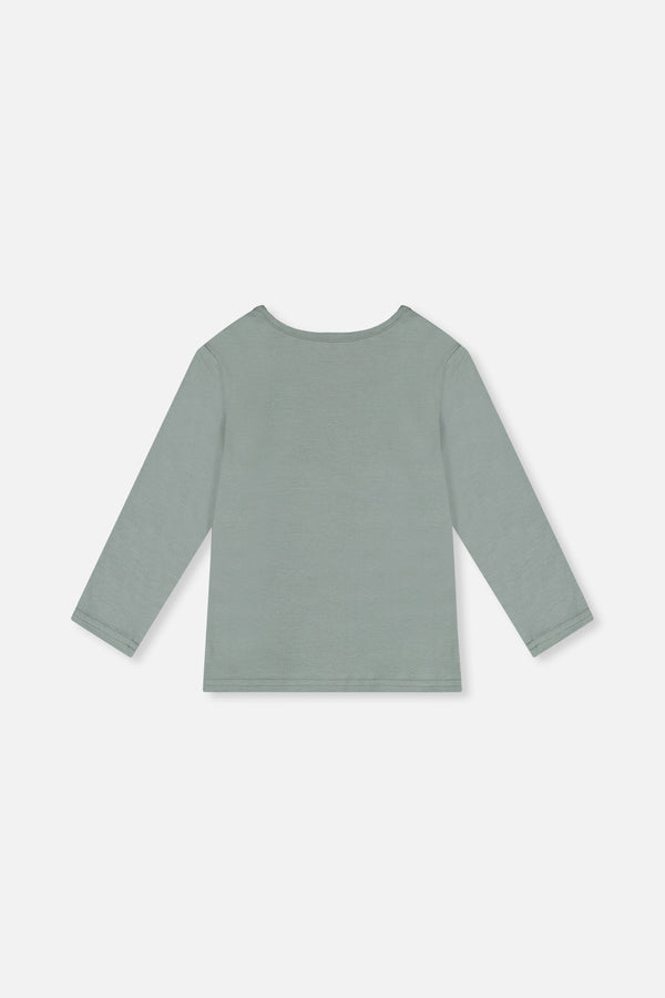 Langärmeliges T-Shirt aus Bio-Baumwolle in Salbeigrün