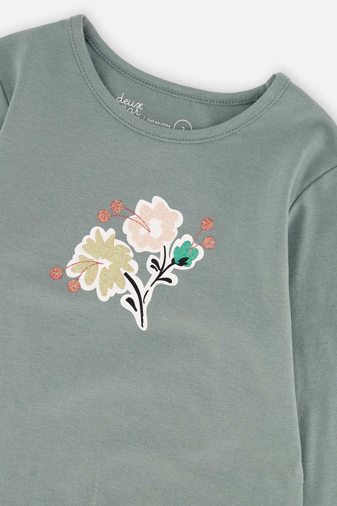Langärmeliges T-Shirt aus Bio-Baumwolle in Salbeigrün