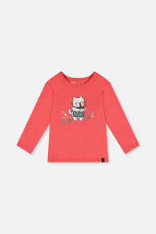T-shirt manches longues rose corail en coton biologique