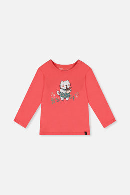 T-shirt manches longues rose corail en coton biologique