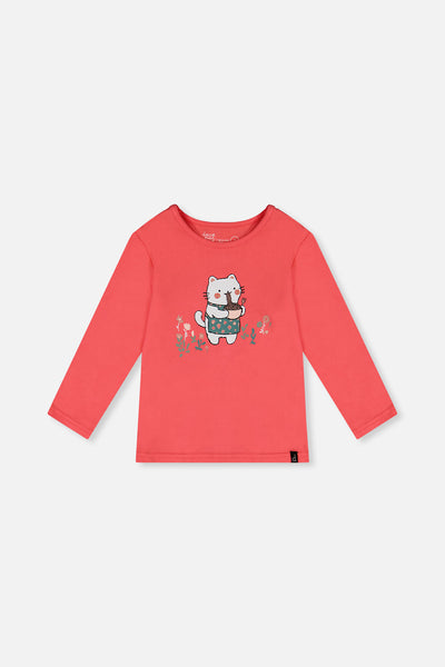 Organic Cotton Long Sleeve T-Shirt Coral Pink