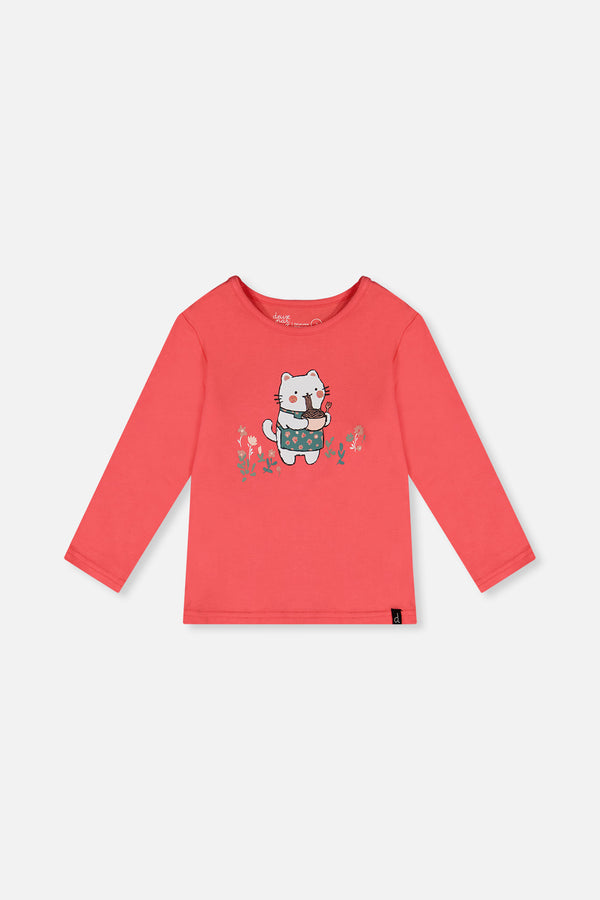 Organic Cotton Long Sleeve T-Shirt Coral Pink