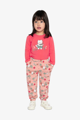 T-shirt manches longues rose corail en coton biologique