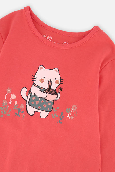 Organic Cotton Long Sleeve T-Shirt Coral Pink