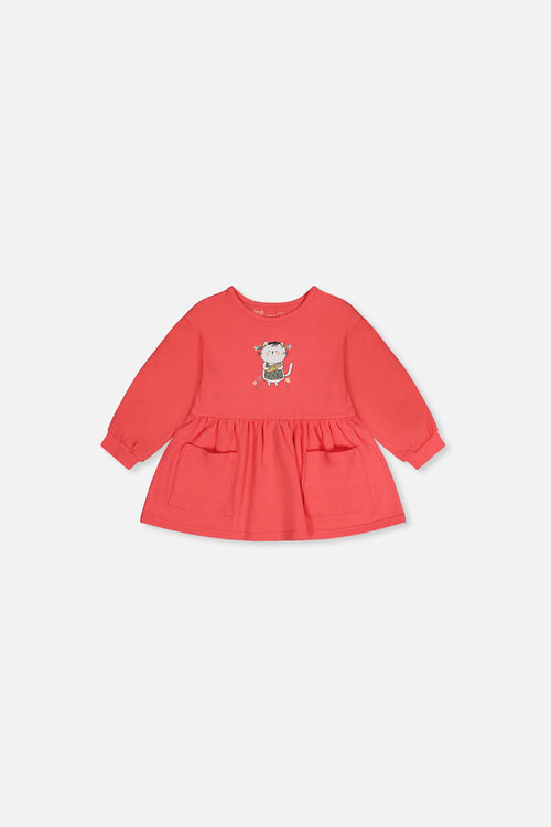 Tunique rose corail en coton biologique pour bébé