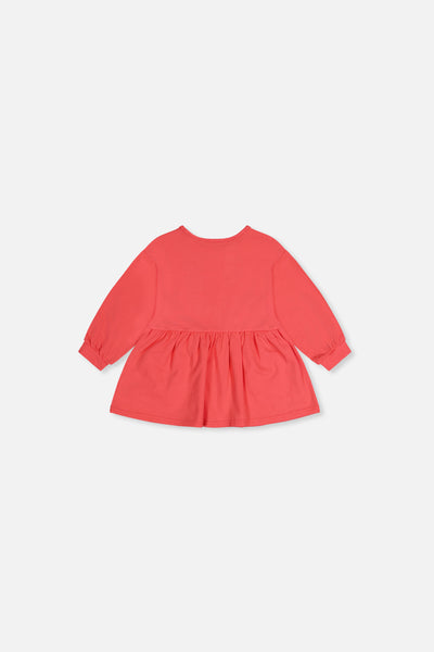 Tunique rose corail en coton biologique pour bébé