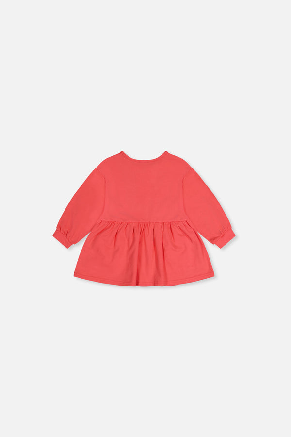 Tunique rose corail en coton biologique pour bébé
