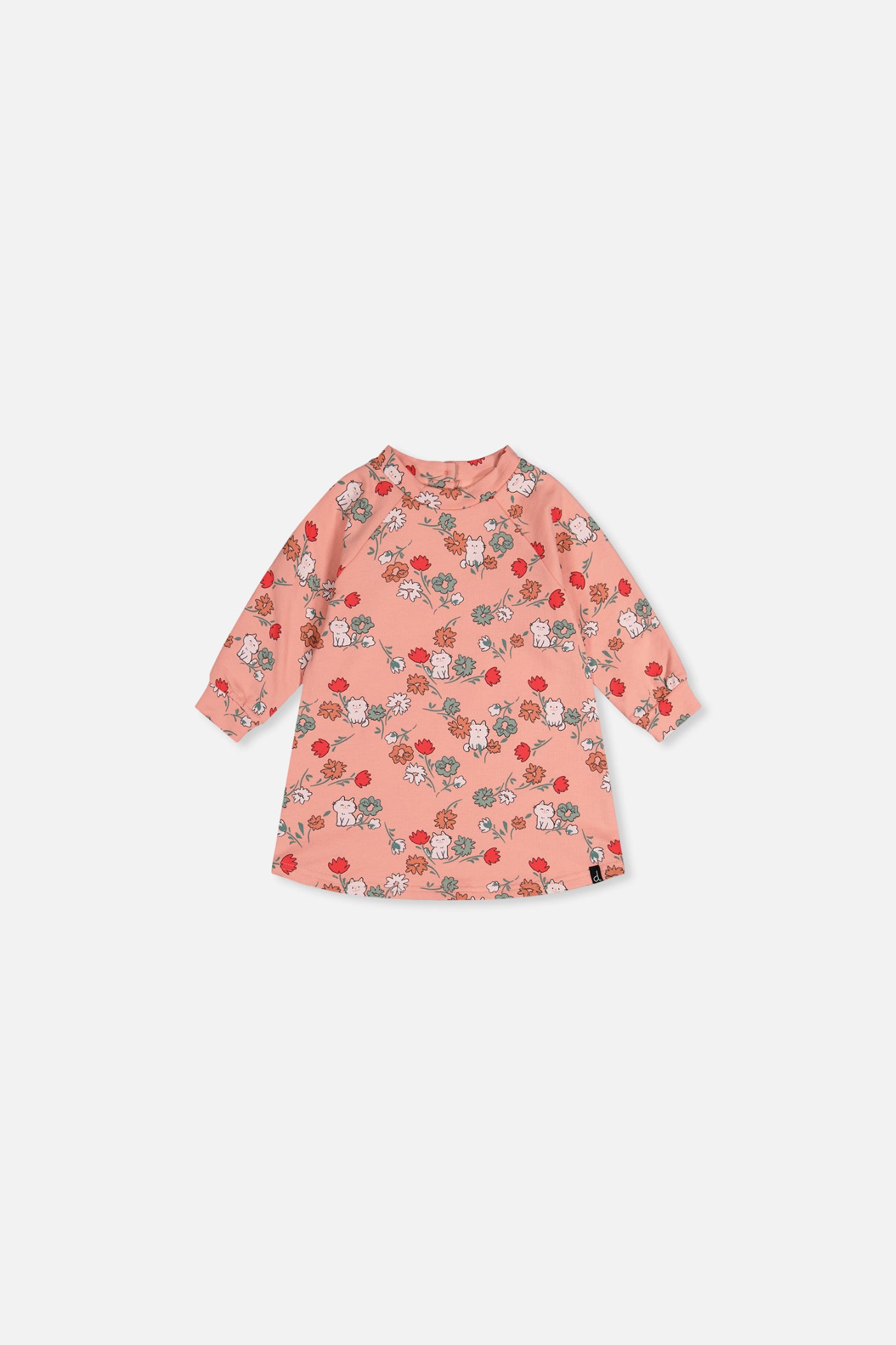 Baby French Terry Kleid Rosa mit Katzenmotiv