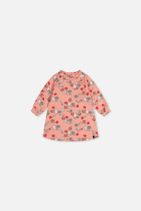 Baby French Terry Kleid Rosa mit Katzenmotiv