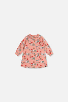 Baby French Terry Kleid Rosa mit Katzenmotiv