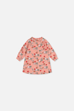 Baby French Terry Kleid Rosa mit Katzenmotiv