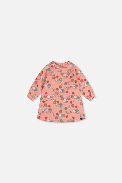 Baby French Terry Kleid Rosa mit Katzenmotiv