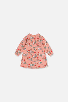 Baby French Terry Kleid Rosa mit Katzenmotiv