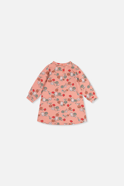 Baby French Terry Kleid Rosa mit Katzenmotiv