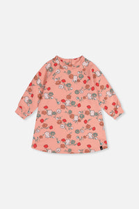 French-Terry-Kleid mit rosa Katzenmotiv