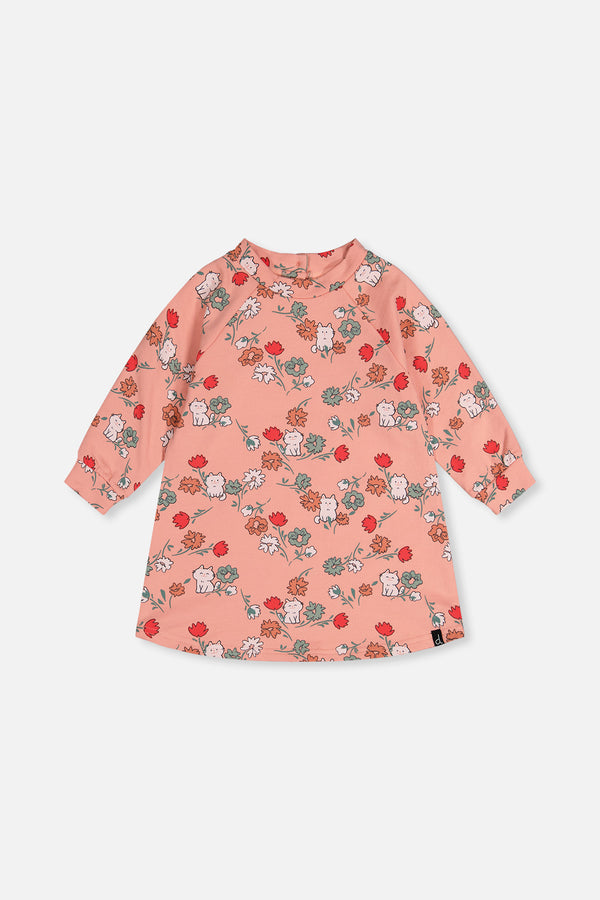 Robe en molleton rose imprimé chats