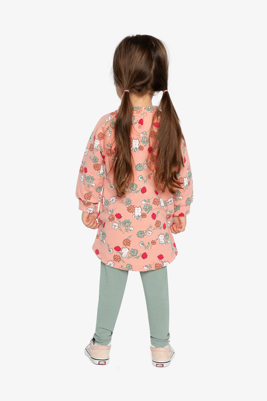 Robe en molleton rose imprimé chats