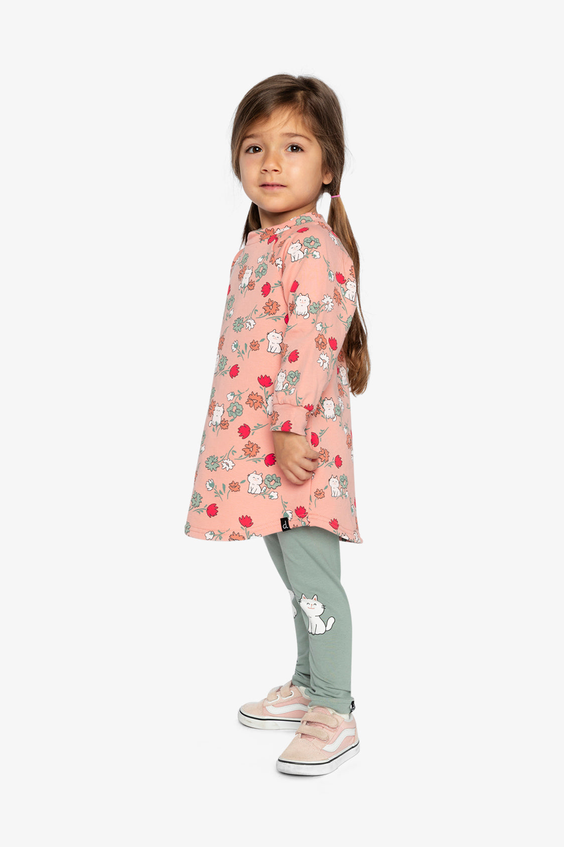 Robe en molleton rose imprimé chats