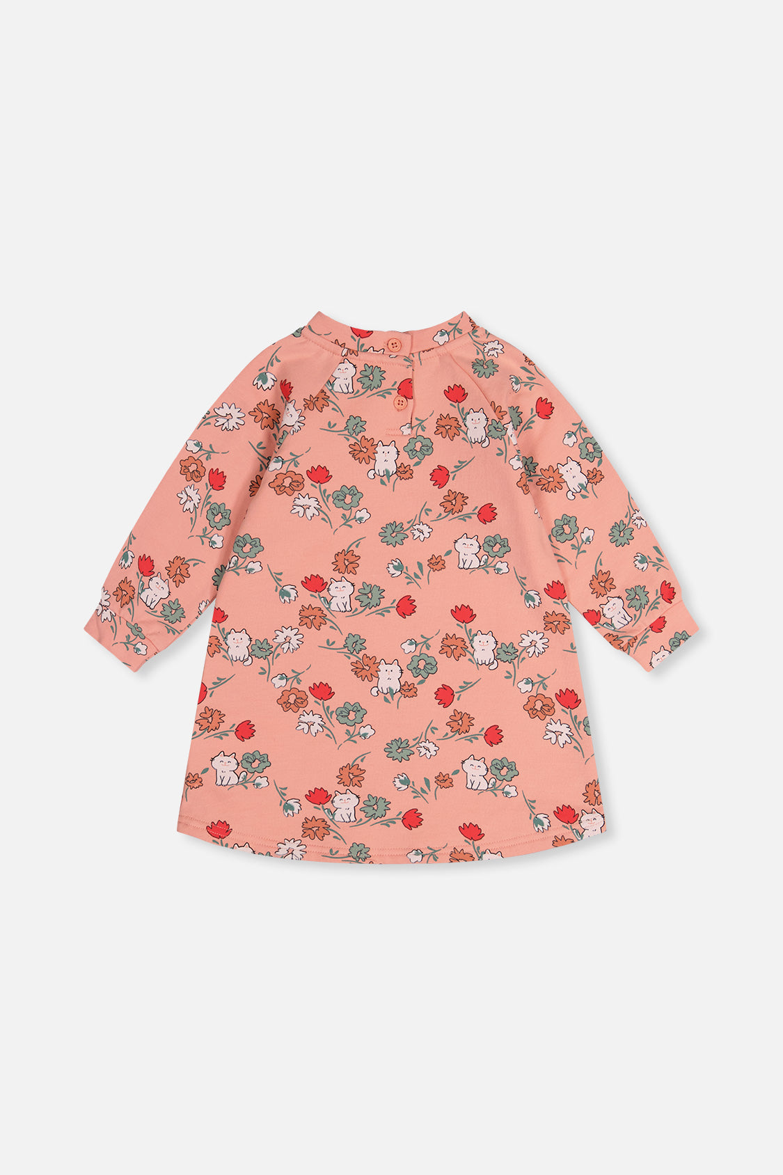 Robe en molleton rose imprimé chats