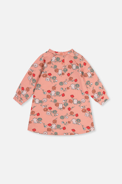 Robe en molleton rose imprimé chats