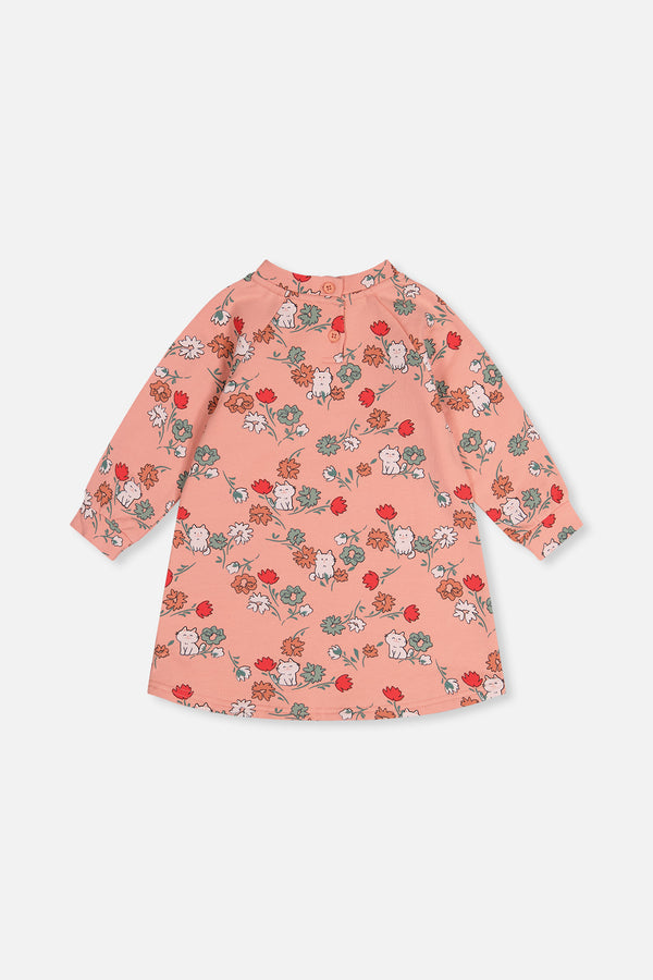 Robe en molleton rose imprimé chats