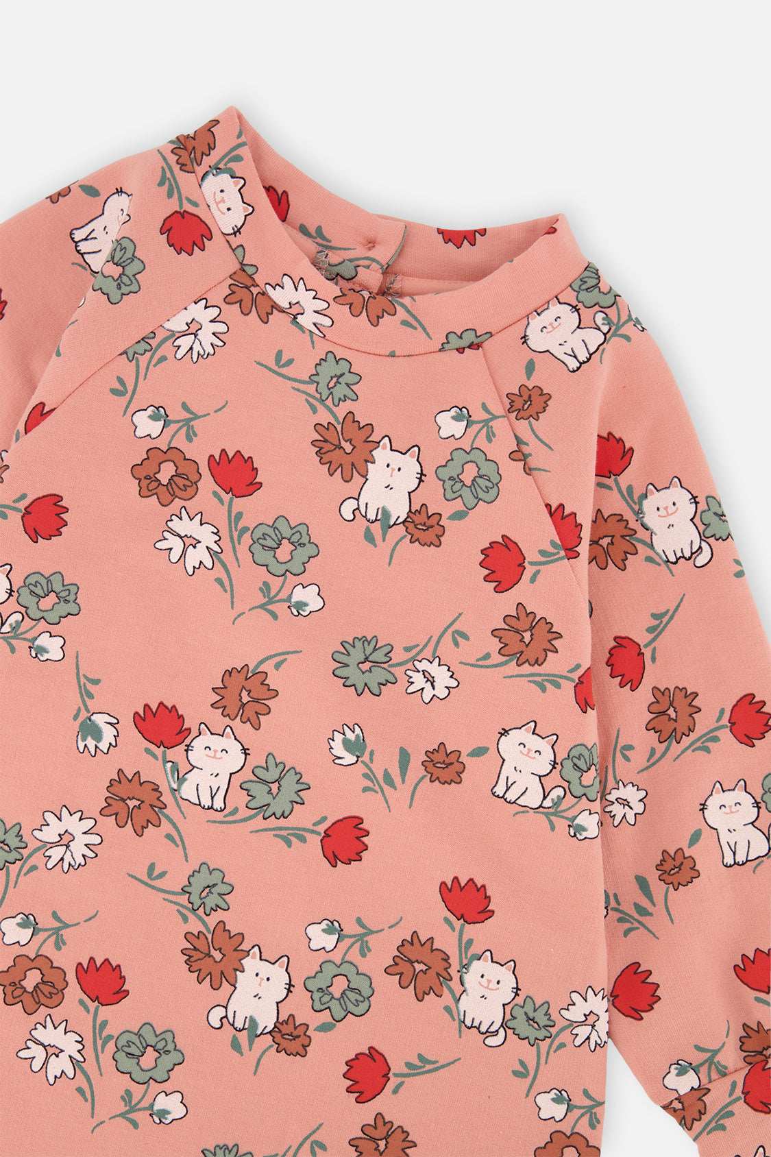 Robe en molleton rose imprimé chats