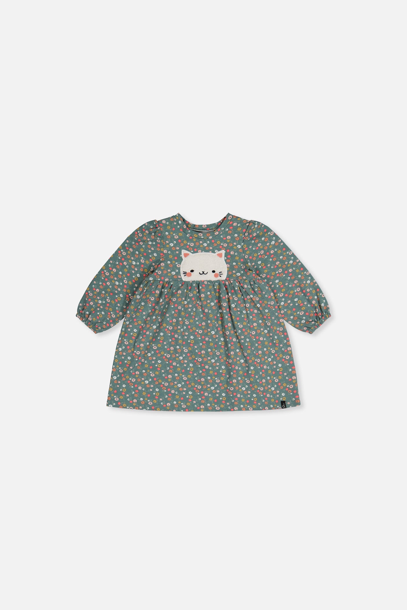 Baby Bio-Baumwollkleid mit grünem Blumenmuster