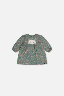 Baby Bio-Baumwollkleid mit grünem Blumenmuster
