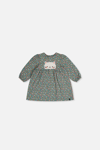 Baby Bio-Baumwollkleid mit grünem Blumenmuster