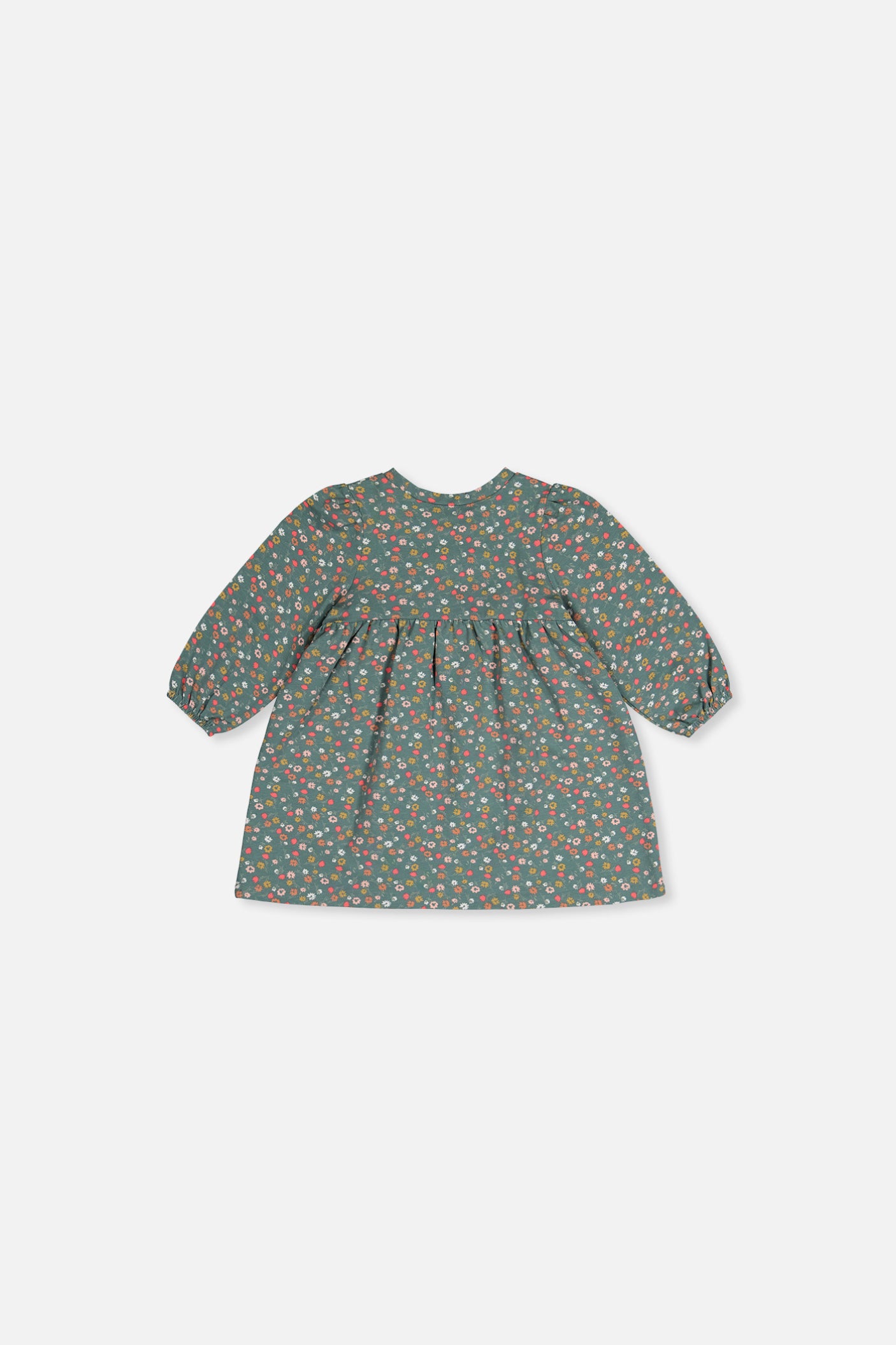 Baby Bio-Baumwollkleid mit grünem Blumenmuster