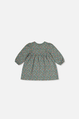 Baby Bio-Baumwollkleid mit grünem Blumenmuster
