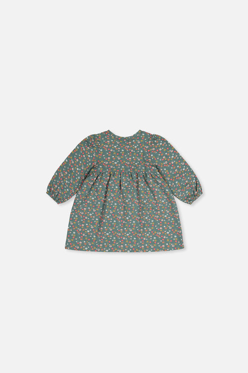 Baby Bio-Baumwollkleid mit grünem Blumenmuster