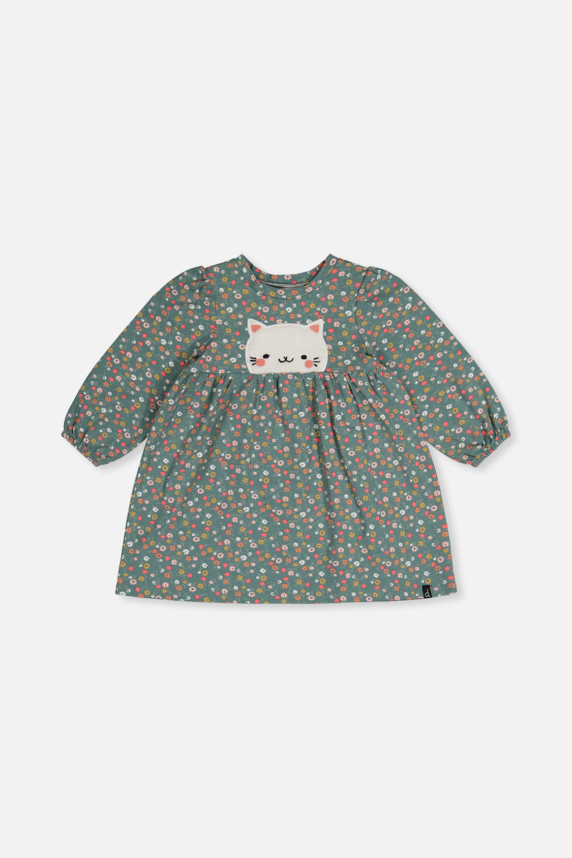 Robe imprimée vert imprimé fleurs en coton biologique