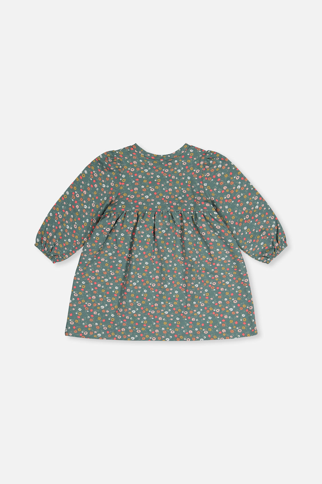 Robe imprimée vert imprimé fleurs en coton biologique