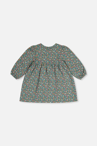 Robe imprimée vert imprimé fleurs en coton biologique