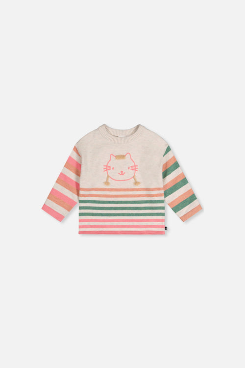 Baby Knitted Stripe Sweater Off-White