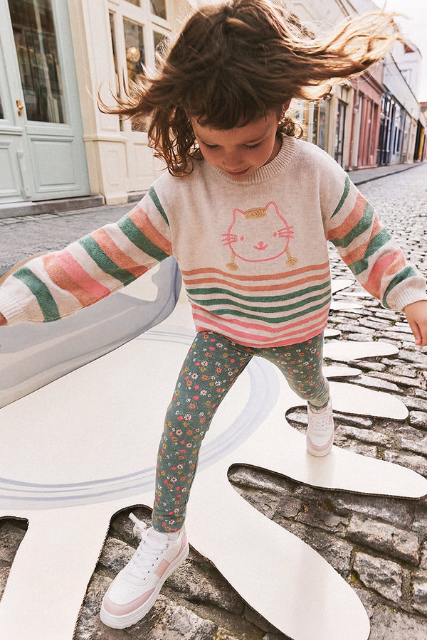 Knitted Stripe Sweater Off-White
