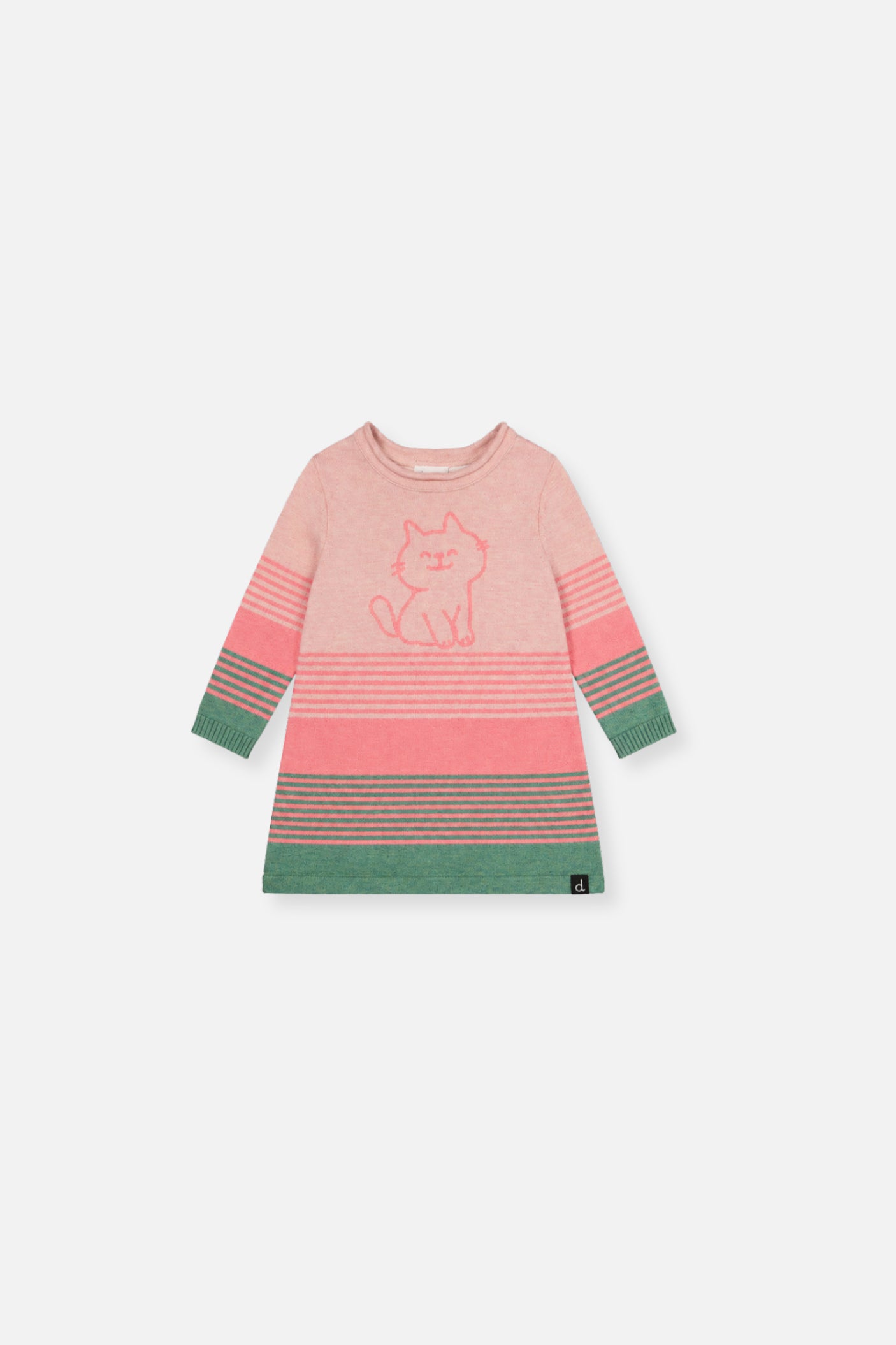 Baby Knitted Stripe Dress Very Pale Pink And Green