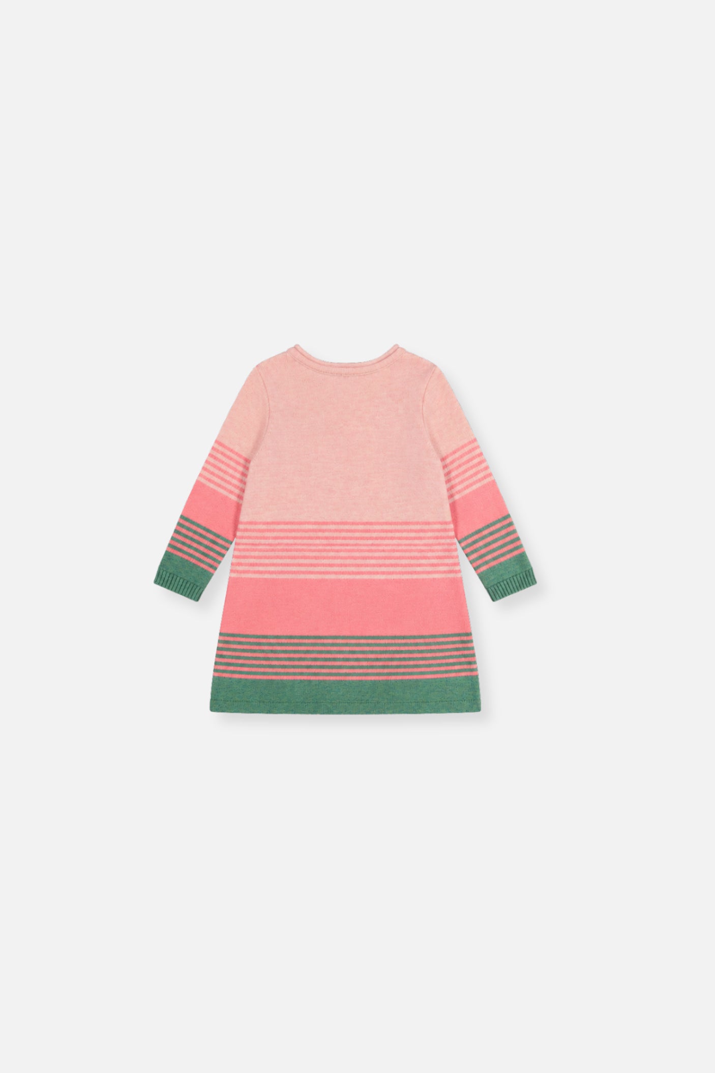 Baby Knitted Stripe Dress Very Pale Pink And Green